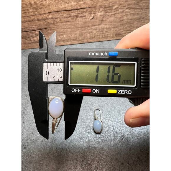 NEW Blue chalcedony sterling silver drop earrings 4.85 grams - Picture 7 of 9